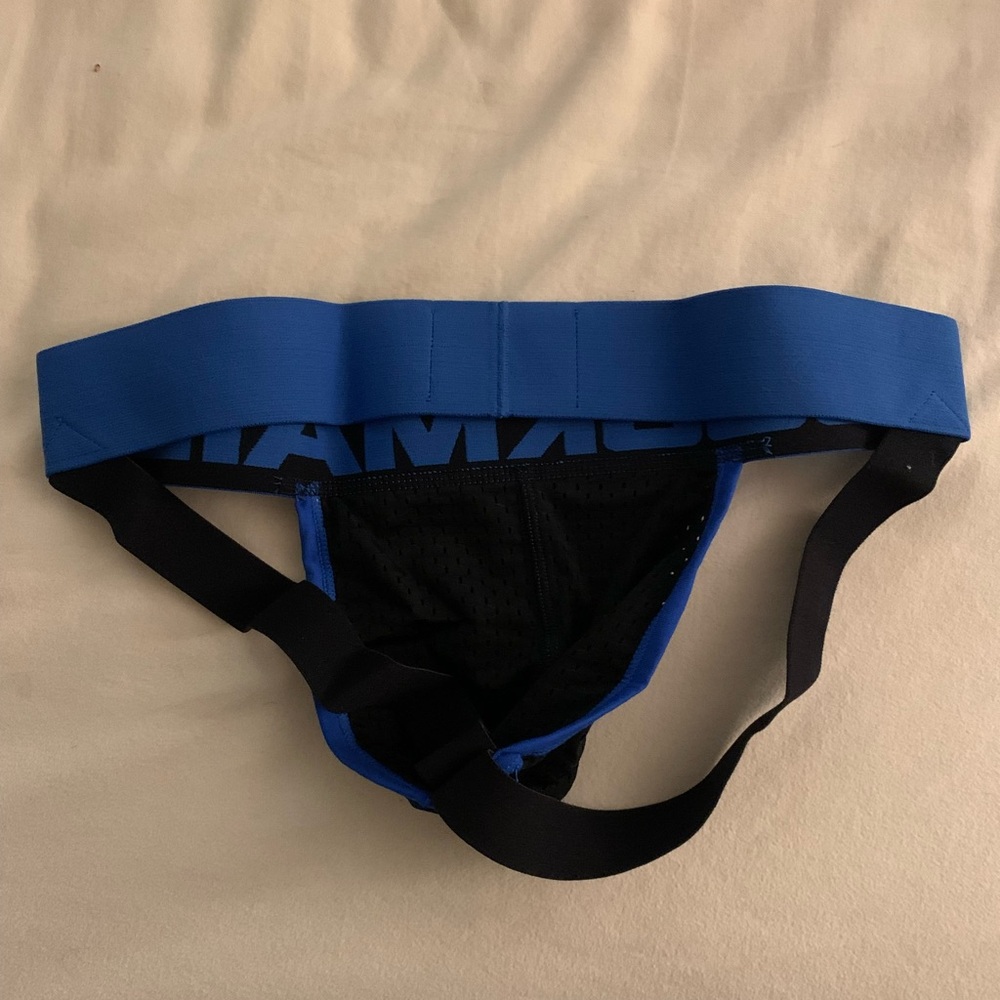 Jockmail men’s jockstrap - black blue size large - Picture 3 of 11